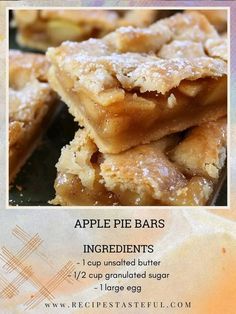 an advertisement for apple pie bars is shown