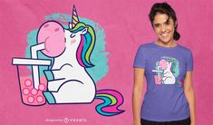 Unicorn bubble tea cartoon t-shirt design Bubble Tea Cartoon, Tea Advertisement, Tea Cartoon, Posters Layout, Cartoon T Shirt, Design Posters, Cartoon T Shirts