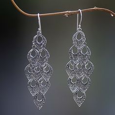 Open motifs are handcrafted from sterling silver in this pair of intricate dangle earrings. Indonesian artisan Eka Devi is proud to present her own designs in these earrings, with a complex look that captures the feeling of a Balinese rain. Luxury Traditional Sterling Silver Danglers, Rain Earrings, How To Clean Earrings, Silver Chandelier Earrings, Jewelry Drawing, Hot Jewelry, Jewelry Design Earrings, Silver Dangle Earrings, Sterling Silver Dangle Earrings