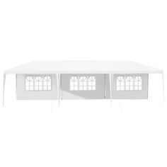 a white tent with windows on the top and sidewalls, in front of a white background