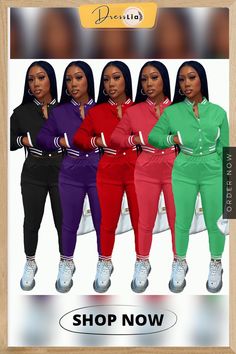 Solid Baseball Jacket and Pants Set Sporty Sets With Pockets For Fall, Sporty Sets With Pockets For Spring, Sporty Sets For Fall, Fall Long Sleeve Sports Sets, Long Sleeve Sports Sets For Fall, Sportswear Sets With Pockets For Streetwear, Sweatpants Outfits, Pants Outfit Fall, Sporty Pants