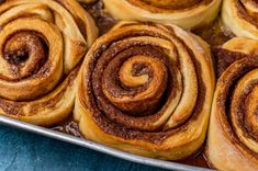 cinnamon rolls in a baking pan ready to be baked