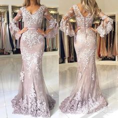 Long Sleeve Wedding Guest Dresses, Silver Bridesmaid Dresses, Vintage Prom Dress, Lace Prom Dresses, Mermaid Prom Dresses Lace, Prom Dresses Long Mermaid, Vintage Prom, Long Sleeve Evening Dresses, Prom Dresses Vintage