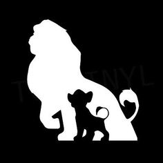 the lion and cub silhouettes are shown against a black background