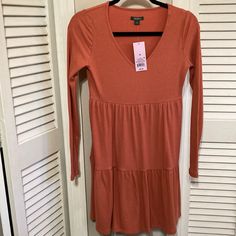 Target Wild Fable Dress Size Xs. Coral In Color With Ribbed Detail. Super Soft And Comfortable! Perfect Condition Nwt! Pink Ribbed Long Sleeve Dress, Pink Ribbed V-neck Mini Dress, Pink Long Sleeve Ribbed Dress, Long Sleeve Ribbed Pink Dress, Casual Pink Ribbed Dress, Pink Ribbed Dress For Fall, Cute Long Sleeve Dresses, Target Wild Fable, Ribbed Bodycon Midi Dress