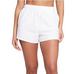 Elevate Your Activewear Collection With These Dsg Women's Shorts. These Boyfriend Fleece Shorts In Heather White Are Perfect For Any Occasion, Whether It's Hiking, Yoga, Or Cycling. The Elastic Waist And Drawstring Closure Ensure A Comfortable And Secure Fit, While The Pockets Provide Ample Space For Your Essentials. Designed With An Athletic Fit, These Shorts Are Perfect For Any Performance Or Activity, From Weightlifting To Cheerleading. Made With A Cotton Blend Material And Featuring A 5" Ins Basic Solid Color Athletic Shorts For Loungewear, Basic Athletic Shorts For Loungewear, Basic Loungewear Athletic Shorts, White Shorts With Comfort Waistband, White Casual Shorts With Comfort Waistband, Comfortable White Athletic Shorts For Loungewear, Basic White Shorts For Loungewear, White Bottoms With Short Inseam For Loungewear, White Loungewear Bottoms With Short Inseam