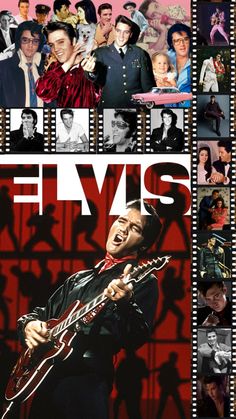 elvis presley collaged with images of actors and their roles in the film elvis