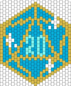 a cross stitch pattern with blue and yellow circles