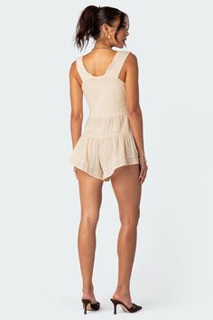 PRODUCT INFO Romper Button front detailing Cupped construction Boned bodice Textured cotton fabric 100% Cotton Model wears size S Model height is 5'7 Item care: Wash with similar color Boned Bodice, S Models, Model Height, Bodice, Cotton Fabric, Rompers, The Originals, Fabric, How To Wear