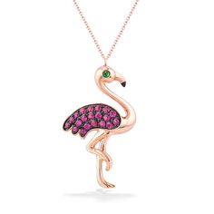 890928 - 14K Rose Gold - Effy Flamingo Pendant Flamingo Pendant, Rose Jewelry, The Chain, Pink Sapphire, Flamingo, Sapphire, Rose Gold, Chain, Pendant