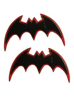 two black and red bats on a white background