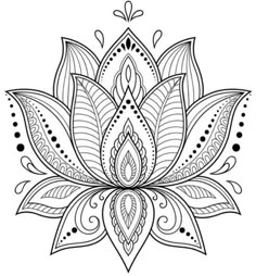 a black and white drawing of a lotus flower on a pink background with the words, `