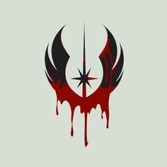 the star wars logo with blood dripping from it's center and two swords in the middle