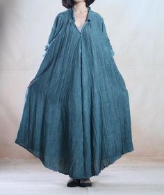 Green spring linen coat maxi dress causal caftan - Omychic Dresses To Make, Hijab Designs, Linen Coat, Breathable Clothes, Loose Dresses, Men Fashion Casual Shirts, Summer Linen Dresses, Green Spring, Cotton Clothing