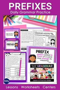 prefix activities. lessons, and worksheets for 2nd grade grammar Prefix Activities, Prefixes Activities, Teaching Fluency, Teaching Prefixes, 2nd Grade Grammar, Cards Poster, Phonics Centers, Reading Unit, Powerpoint Lesson