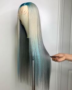 Lace Front Wig Virgin Human Hair Cerulean Blonde Color 150%Density 24" Kpop Oc, Event Hairstyles, Colorful Wigs, Exotic Hairstyles, Straight Lace Front Wig, Hair Extensions For Short Hair, 13x4 Lace Front Wig, Frontal Wig Hairstyles, Creative Hair Color