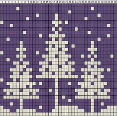 a cross stitch christmas tree pattern in purple and white