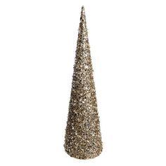 a gold glitter christmas tree on a white background