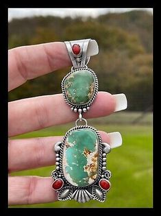 NAVAJO~BIG~ SS~ROYSTON ~RED CORAL~TWO STONE~PENDANT ~BERNITA BEGAY | eBay Taos Art, Real Turquoise Jewelry, Silver Smithing, Native American Decor, Turquoise Jewelry Native American, American Decor, Navajo Jewelry, Native American Turquoise, American Turquoise