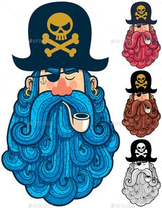 an old man with a long beard and mustache in pirate hats, holding a pipe