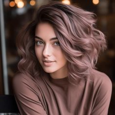 Espresso Brown with Soft Pink Tips Lighter Brunette Hair Color, Fun Brown Hair Color Ideas, Fair Skin Hair Color Ideas, Mocha Color Hair, Hair Colour For Green Eyes