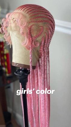 Pink Braids, Barbie Hairstyle, Wig Care, Blonde With Pink, Cute Braided Hairstyles, Box Braid Wig, Braided Wigs, Stylist Tattoos, Senegalese Twist