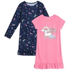 Sweet & Sassy Girls' Pajamas - 2 Pack Sleep Shirt Nightgown Pajamas is the perfect addition to any girl's summer sleepwear collection. The lightweight and breathable fabric will feel amazingly smooth against your daughter's skin. Perfect also as loungewear while relaxing at home, she'll love to sleep and chill out wearing this soft nightgown. Size: 8.  Color: Multicolor.  Gender: female.  Age Group: kids. Summer Sleepwear, Sassy Girl, Sleep Shirt, Kids Outfits Girls, Girls Pajamas, Summer Girls, Night Gown, Breathable Fabric, Pajamas