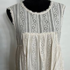 Brand: Free People Size: Medium Color: Ivory Condition: Nwot Casual Cream Maxi Dress With Lace Trim, White Sleeveless Mini Dress With Lace Top, Cream Midi Dress With Lace Trim For Day Out, Beige Lace Trim Maxi Dress For Day Out, Cream Flowy Sleeveless Maxi Dress, Beige Midi Dress With Lace Trim For Vacation, Cream Lace Mini Dress For Daywear, Spring Beige Lace Top Dress, Beige Maxi Dress With Lace Trim For Daywear