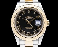 Rolex Datejust 41 116333 Black Roman Dial 18K YG / SS #Rolex #OysterPerpetualDatejust #Horology #Rolex116333 Jaeger Watch