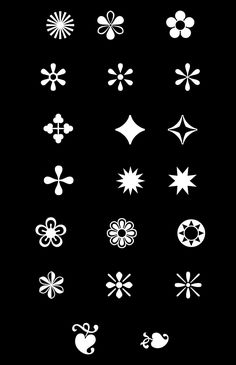 a black and white photo with many different designs on it's side, including stars