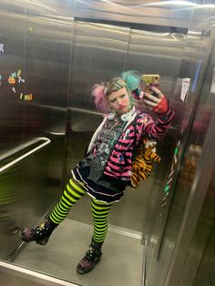 Decorakei, harajuku fashion, alt, weird, aesthetic, clown Graffiti Aesthetic Outfit, Alternative Clown Costume, Alt 2020 Fashion, Breakcore Outfit, Weird Girl Aesthetic Outfits, Carnival Aesthetic Outfit, Weird Girl Outfits, Aesthetic Outfit Pics