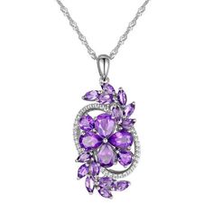 Elegant Floral Design 925 Silver Necklace with Natural Amethyst and Red Garnet Gemstones Experience true luxury with our Genuine 925 Silver Pendant. This necklace is available with stunning options of natural Amethyst or vibrant Red Garnet, each featuring a 1.5ct gemstone weight. Exquisite Craftsmanship The floral design adds a touch of elegance to this fine jewelry piece, making it perfect for both formal and casual occasions. Elevate your style and make a statement with this exclusive necklace Amethyst Gem, Silver 925 Necklace, Fantasy Jewelry, Sterling Silver Necklace Pendants, Garnet Gemstone, Fashion Jewelry Earrings, Red Garnet, Silver Pendant Necklace, Fine Jewellery Earrings