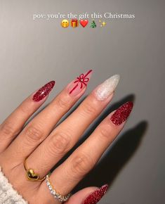 Cute Red Christmas Nails, Merry Christmas Nails, Red Christmas Nails, Cute Acrylic Nail Designs, Blush Nails, Nails Red, Christmas Nails Acrylic, Unique Acrylic Nails, Pink Acrylic Nails