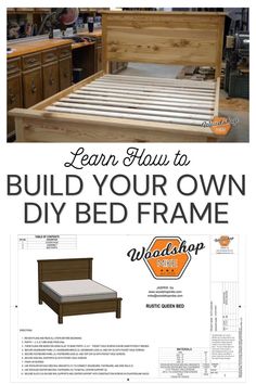 a bed frame is shown with instructions for how to build it and how to use it