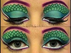 Mermaid+Makeup+Tutorial! Dinosaur Makeup, Mermaid Makeup Tutorial, Makeup Themes, Make Up Designs, Fall Makeup Looks, Mermaid Makeup, Mermaid Inspired