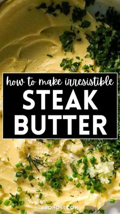 how to make uninstitle steak butter in the slow cooker with text overlay