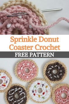 the sprinkle donut coaster crochet pattern is featured in this article