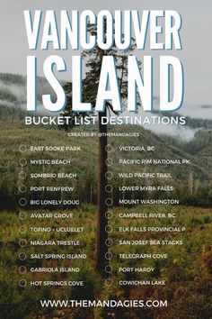 the vancouver island bucket list is shown