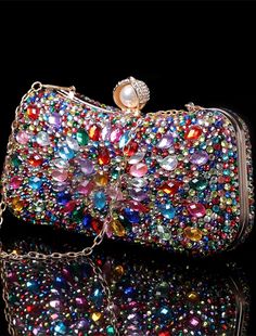 Women's Girls' Clutch Clutch Bags Alloy 2 Pieces Purse Set Party / Evening Bridal Shower Wedding Party Glitter Crystals Solid Color Geometric Rhinestone Crystal Evening Bag With Rhinestones For Parties, Crystal Bling Evening Bag For Party, Crystal Evening Bag With Bling For Party, Sparkling Crystal Bags For Party, Embellished Evening Bag For Prom, Glamorous Multicolor Evening Bag For Party, Embellished Evening Bag For Party Season, Glamorous Multicolor Party Bags, Multicolor Rhinestone Evening Bag For Party