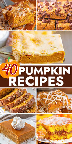 pumpkin desserts with the title overlay that reads 40 pumpkin recipes