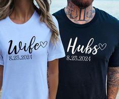 Celebrate your love with this matching couple shirt set!  Perfect for newlyweds, these cozy and stylish shirts are ideal for casual wear or as a thoughtful gift to commemorate your special day together. Matching Shirts Couple, Matching Couple Shirts, Couple Shirt, Newlywed Gifts, Matching Couple, Couple T-shirt, Couple Shirts, Wedding Date, Matching Couples