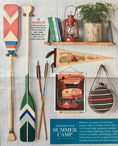 an advertisement for campers with various items on the shelf