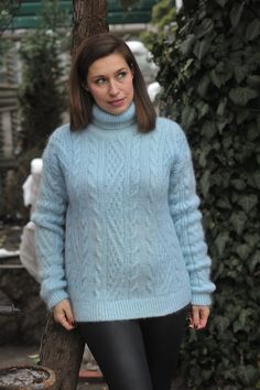 Check out mohair sweater you get very warm and cozy clothing More colours and models  show  www.etsy.com/shop/MagicclewByLesia Body ligth 64 cm or  25 inches body width 49 cm or 19 inches Sleeve measured from the neckline to the end of the cuff 58-59  cm or  23 inches Size M-L, medium Made from yarn PREMIUM QUALITY MOHAIR YARN All the measurement are taken without the item and not streetched. Please, check carefully the described measurements before you decide to purchase this item If you have a Winter Mohair Turtleneck Sweater, Light Blue Cable Knit Winter Sweater, Winter Light Blue Cable Knit Sweater, Mohair Turtleneck Sweater For Fall, Fall Mohair Turtleneck Sweater, Fall Turtleneck Mohair Sweater, Fall Blue Alpaca Sweater, Casual Blue Mohair Sweater, Cozy Blue Turtleneck Sweater