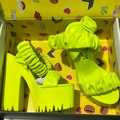 New In Box Neon Shoes, Dolls Kill Shoes, Platform Heel, Dolls Kill, Platform Heels, Green Yellow, Shoes Women Heels, Stylish Outfits, Neon