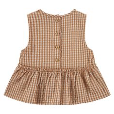 Ensure your little one stands out on playdates with this super cute Sleeveless Amber Checkered Blouse. Accented with a button detail down the back and irresistible checkered pattern, this blouse will be a show-stopper. Paired with our checkered shorts, your little cutie will be turning heads and scoring points for fashion! Checkered Top, Checkered Blouse, Gingham Top, Checked Blouse, Kickee Pants, Gingham Tops, Vintage Fits, Tween Outfits, Buy Buy