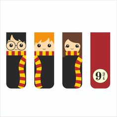 three harry potters socks with their eyes open and the number nine in front of them