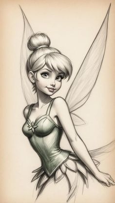 a drawing of tinkerbell from the disney movie