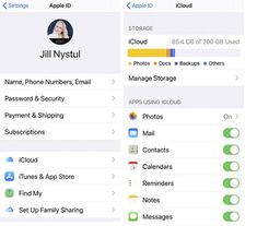 an iphone screen showing the settings and features for email, phone numbers, and other electronic devices