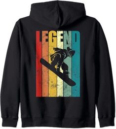 Snowboarding Legend Snowboarder Retro Vintage Zip Hoodie Vail Skiing, Snow Skiing