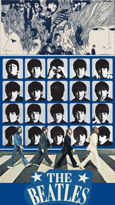 the beatles movie poster with many pictures on it